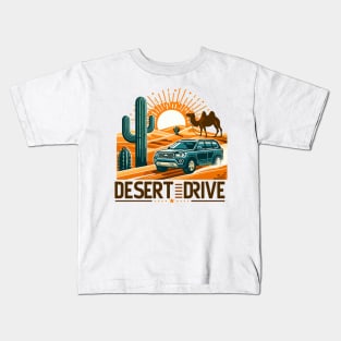 An SUV Driving On A Sand Dune, Desert Drive Kids T-Shirt